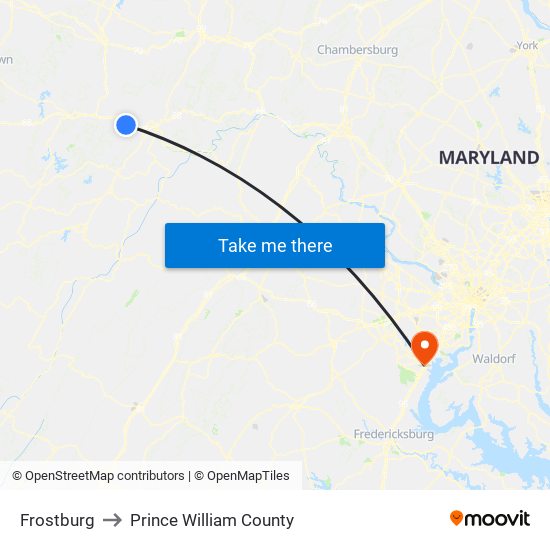 Frostburg to Prince William County map