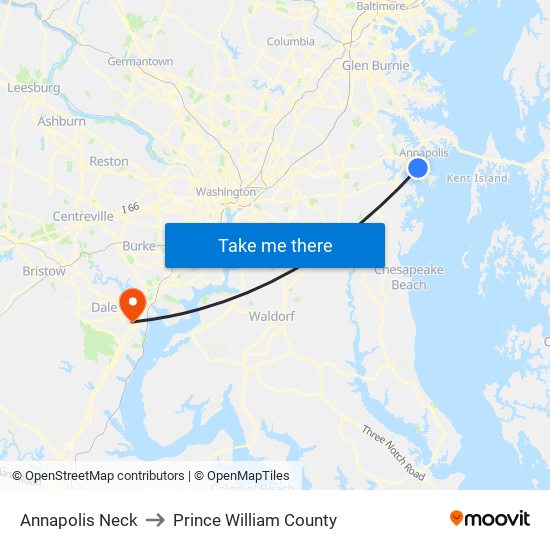 Annapolis Neck to Prince William County map