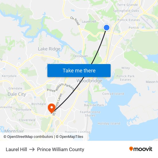 Laurel Hill to Prince William County map