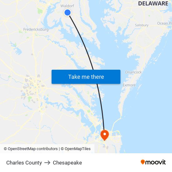 Charles County to Chesapeake map