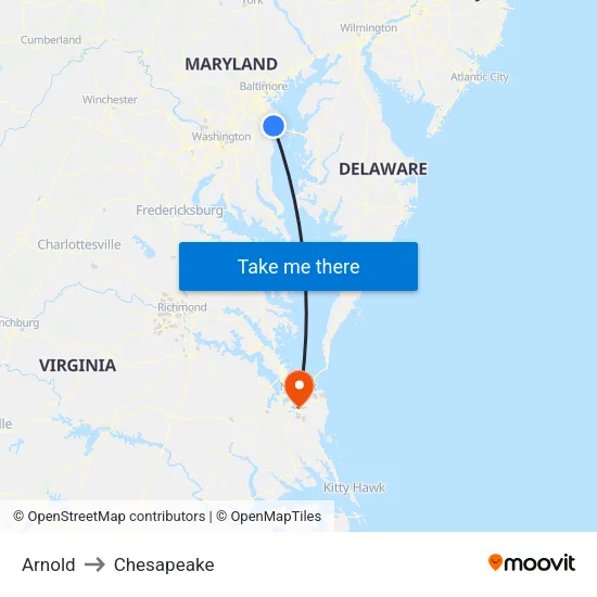 Arnold to Chesapeake map