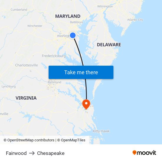 Fairwood to Chesapeake map