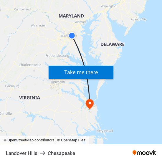 Landover Hills to Chesapeake map