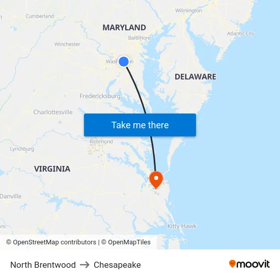 North Brentwood to Chesapeake map