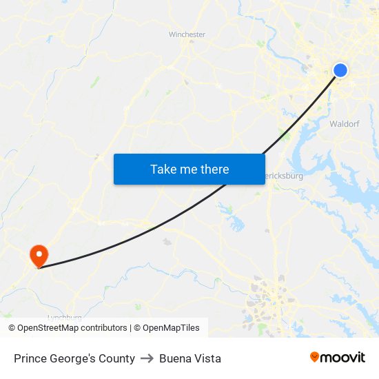 Prince George's County to Buena Vista map