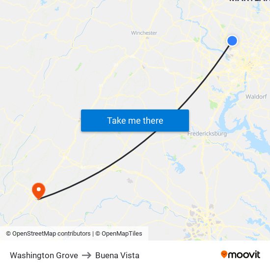 Washington Grove to Buena Vista map