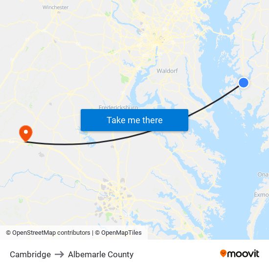 Cambridge to Albemarle County map