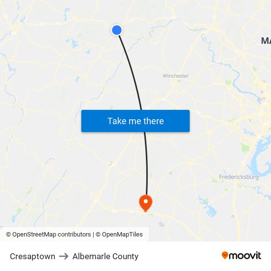 Cresaptown to Albemarle County map