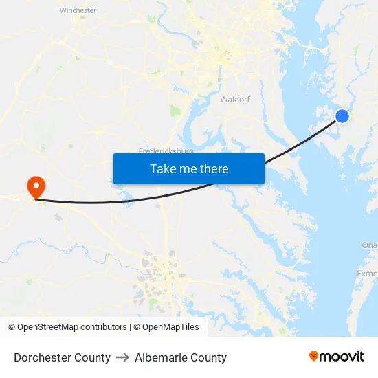 Dorchester County to Albemarle County map