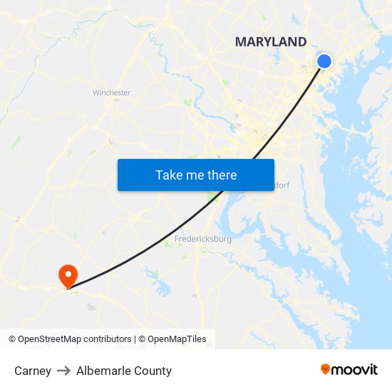 Carney to Albemarle County map