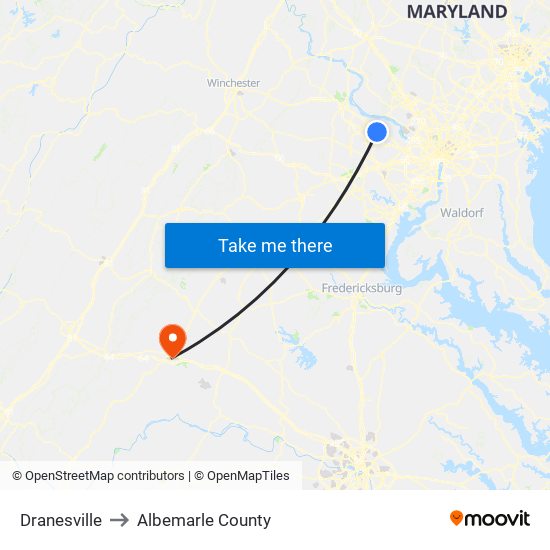 Dranesville to Albemarle County map