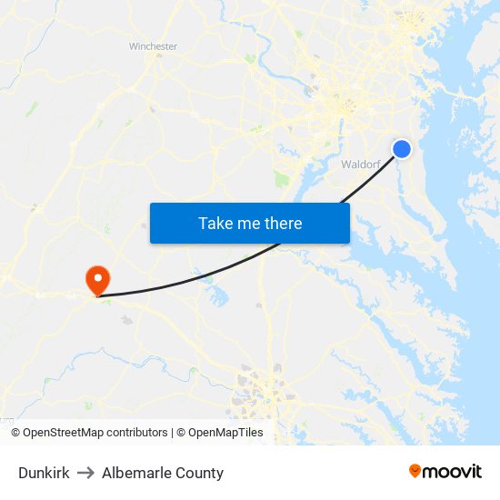 Dunkirk to Albemarle County map