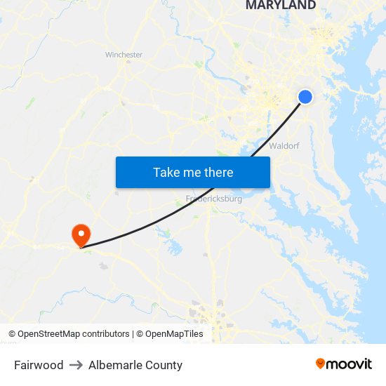 Fairwood to Albemarle County map