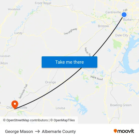 George Mason to Albemarle County map