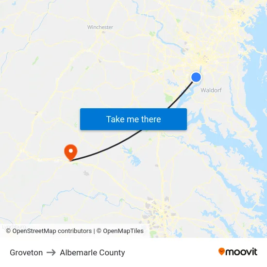 Groveton to Albemarle County map