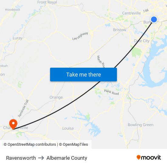 Ravensworth to Albemarle County map