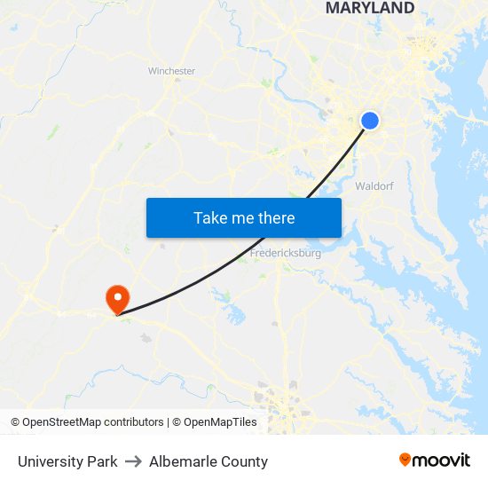 University Park to Albemarle County map