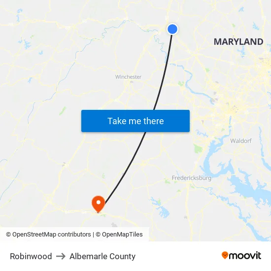 Robinwood to Albemarle County map