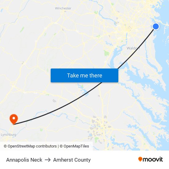 Annapolis Neck to Amherst County map