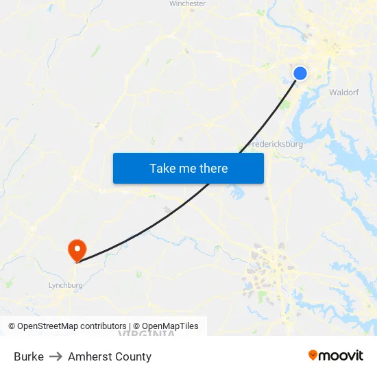 Burke to Amherst County map