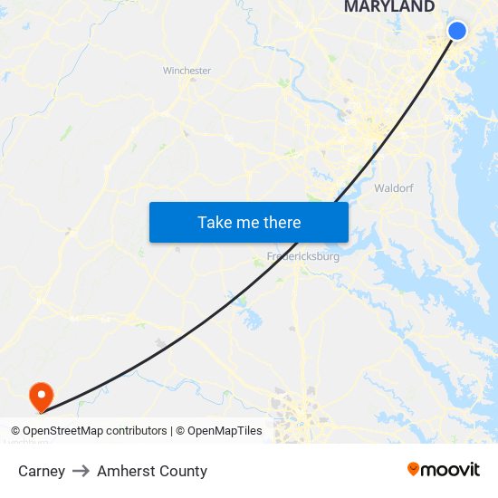 Carney to Amherst County map