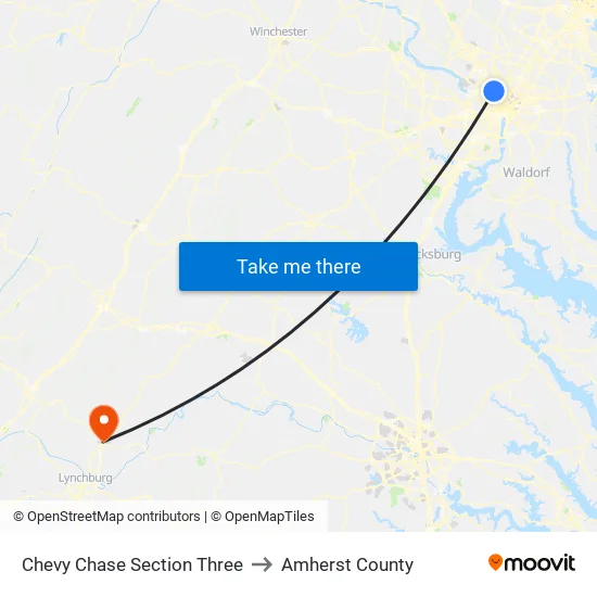 Chevy Chase Section Three to Amherst County map