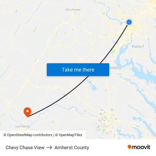 Chevy Chase View to Amherst County map