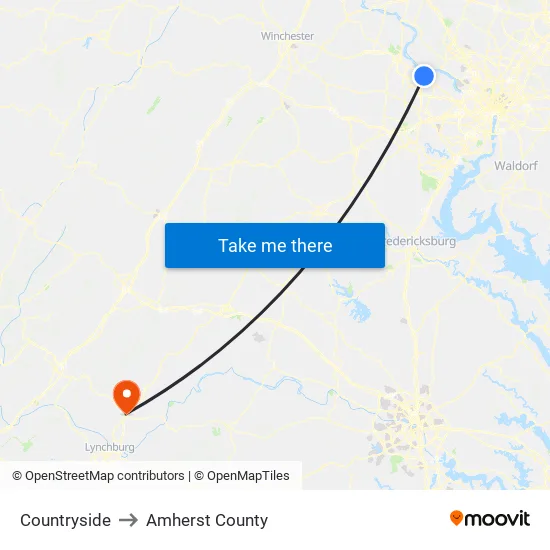 Countryside to Amherst County map