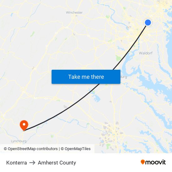 Konterra to Amherst County map