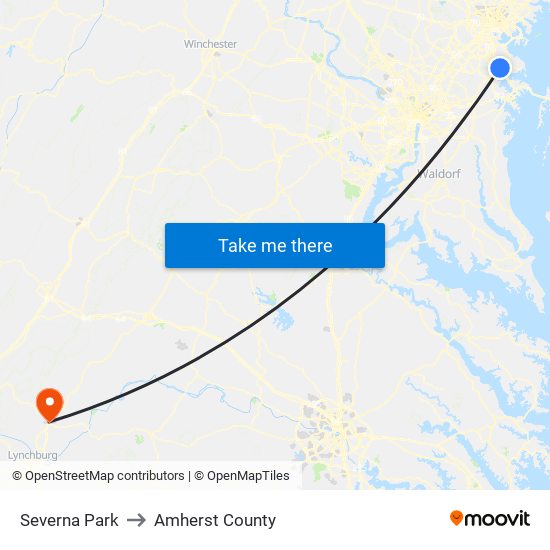 Severna Park to Amherst County map