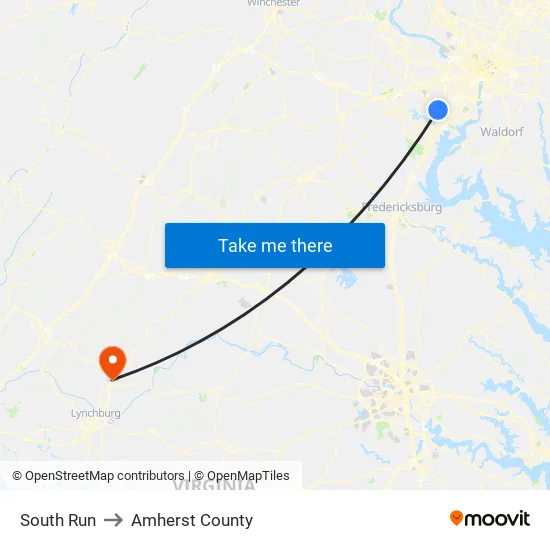 South Run to Amherst County map