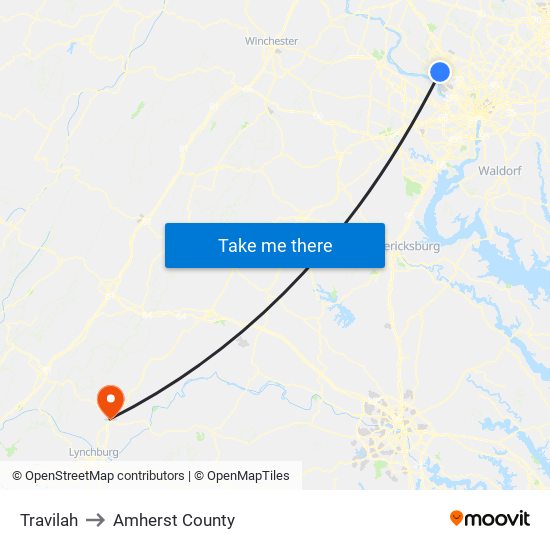 Travilah to Amherst County map