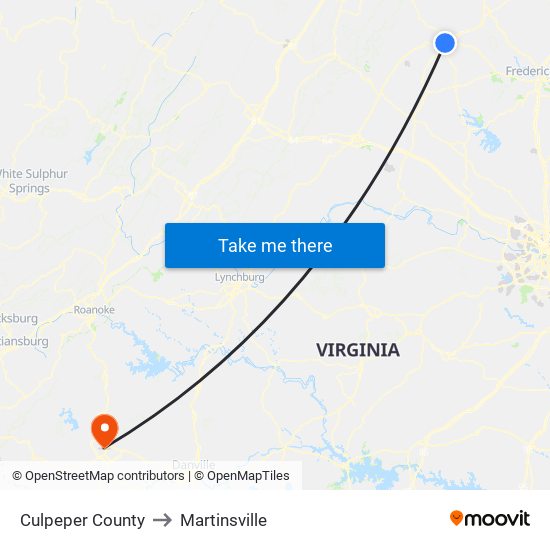 Culpeper County to Martinsville map