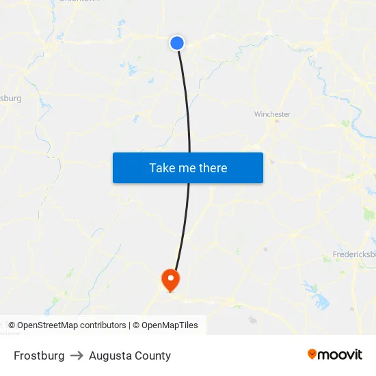 Frostburg to Augusta County map