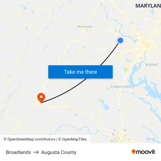 Broadlands to Augusta County map