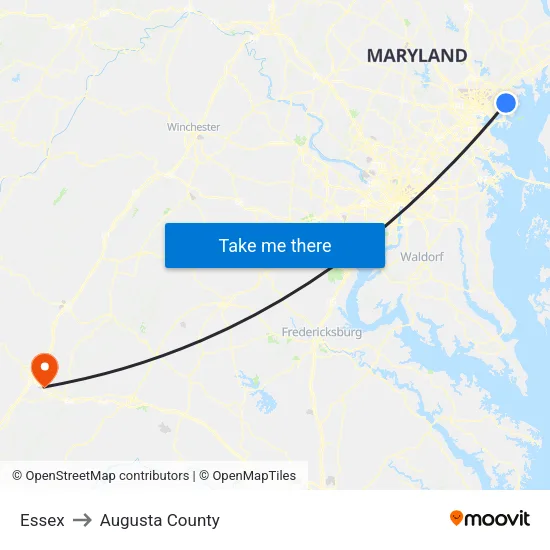 Essex to Augusta County map