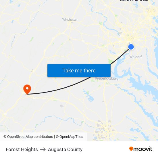 Forest Heights to Augusta County map