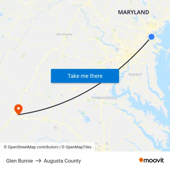 Glen Burnie to Augusta County map