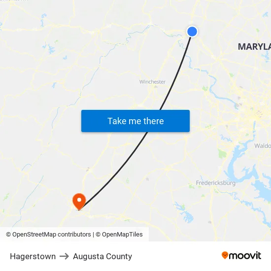 Hagerstown to Augusta County map
