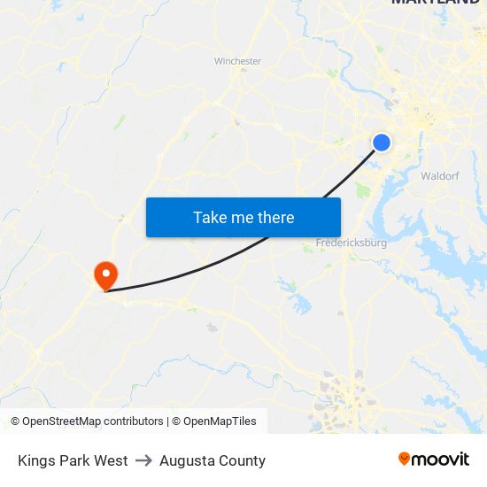 Kings Park West to Augusta County map