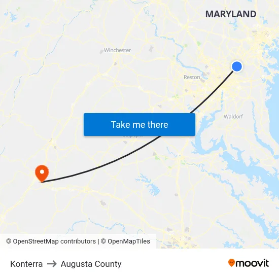 Konterra to Augusta County map