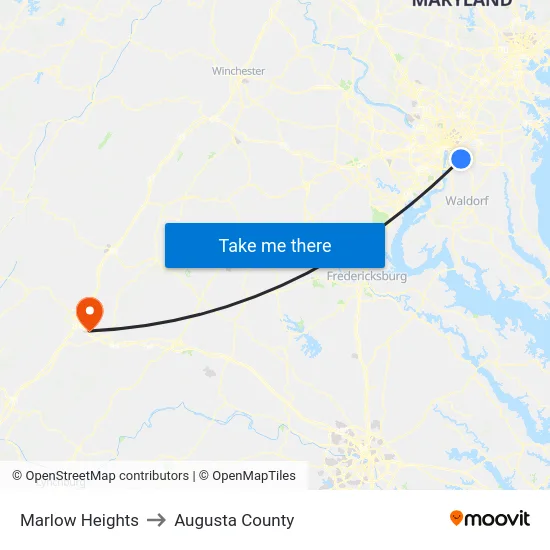 Marlow Heights to Augusta County map