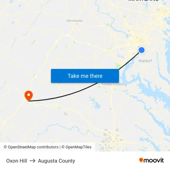 Oxon Hill to Augusta County map