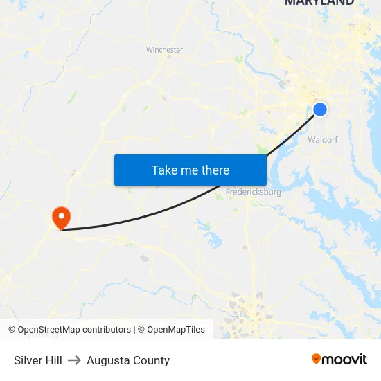 Silver Hill to Augusta County map