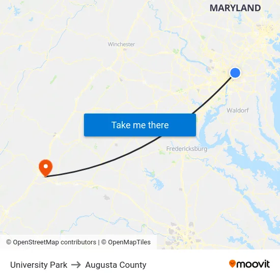 University Park to Augusta County map