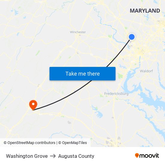 Washington Grove to Augusta County map