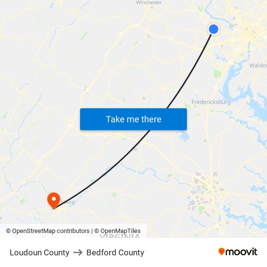 Loudoun County to Bedford County map