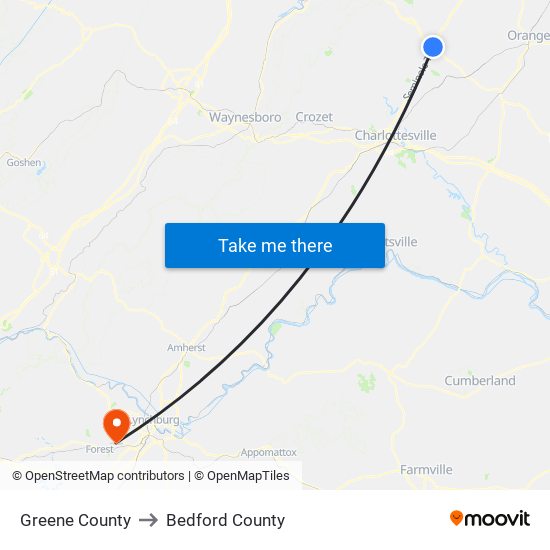 Greene County to Bedford County map