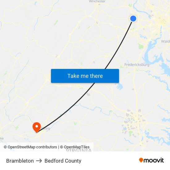 Brambleton to Bedford County map