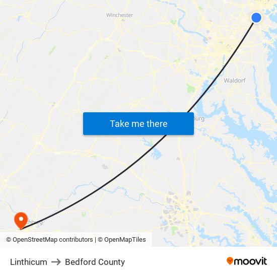 Linthicum to Bedford County map